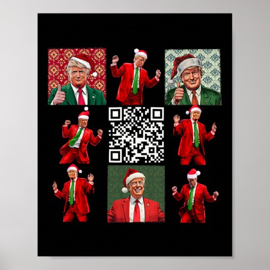 Grappige Qr President Trump Kerst Dansen Dans M Poster (Voorkant)