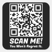 Grappige QR Scan Me! Grappige spijt grap Vierkante Sticker (Voorkant)