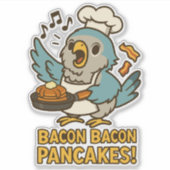 Grappige Quaker Papegaai Chef Zingt Bacon Pannenko Sticker (Voorkant)
