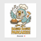Grappige Quaker Papegaai Chef Zingt Bacon Pannenko Sticker (Vel)