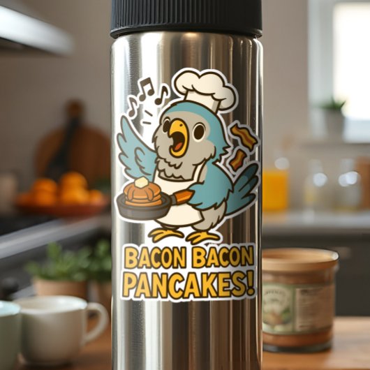 Grappige Quaker Papegaai Chef Zingt Bacon Pannenko Sticker