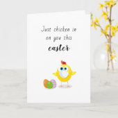 grappige quarantaine paaseieren kip/kippen woordsp kaart (Gele Bloem)