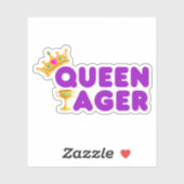 Grappige Queen Ager met kroon en kelk Sticker (Vel)