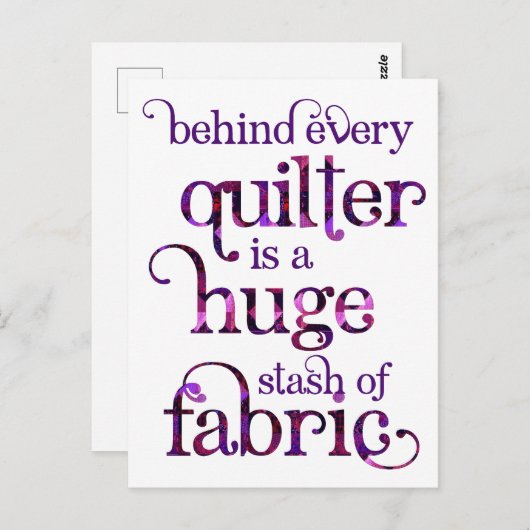 Grappige Quilt Quote Quilting Stash Briefkaart (Voorkant / Achterkant)