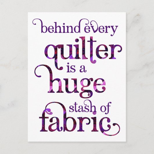 Grappige Quilt Quote Quilting Stash Briefkaart (Voorkant)