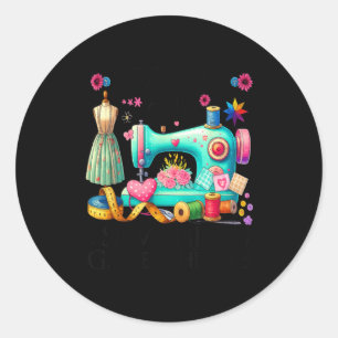 Grappige quiltkunst voor vrouwen quilten naaien li ronde sticker