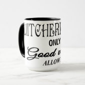 Grappige Quitcherbitchin Alleen Goede Vibes toeges Mok (Voorkant links)
