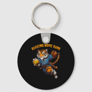 Grappige Quote Bulderende Homerun Bal Retro Tijger Sleutelhanger