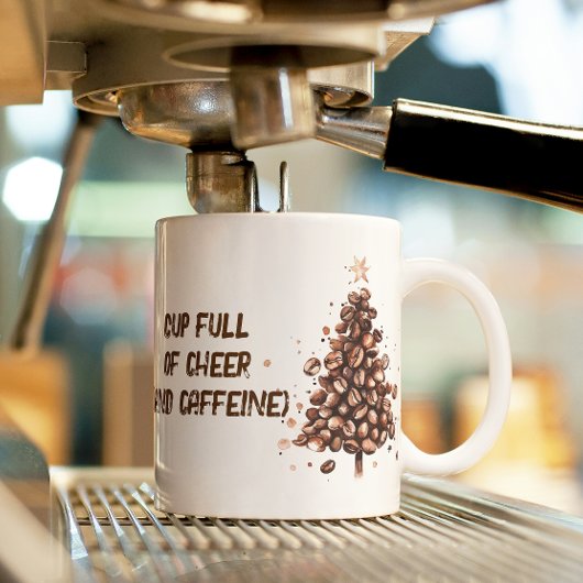 Grappige quote en koffiebonen kerstboom mok