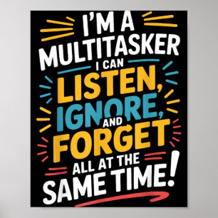 Grappige Quote Humoristische Multitask Grappige Sp Poster