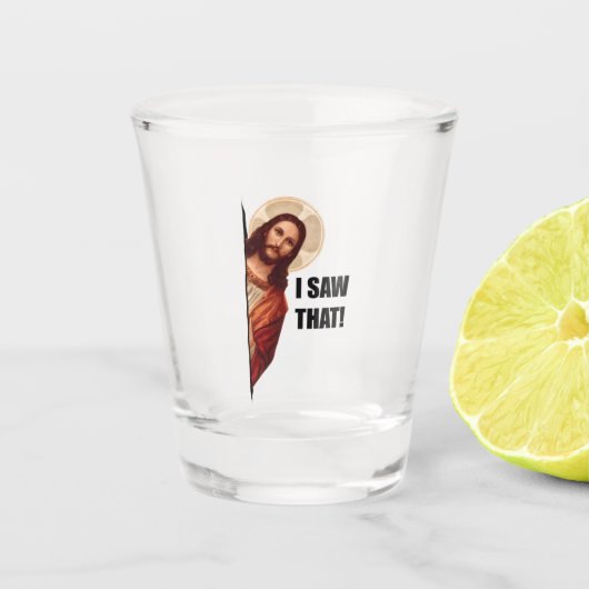 Grappige Quote Jezus Meme Ik Zag Dat Christen Shot Glas (Voorkant)