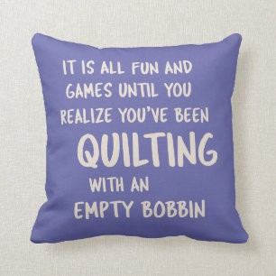 Grappige Quote over Quilten voor Quilters Paars Kussen