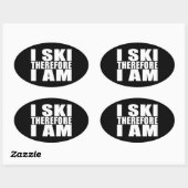 Grappige quote skiërs: Ik ski dus ik ben Ovale Sticker (Vel)