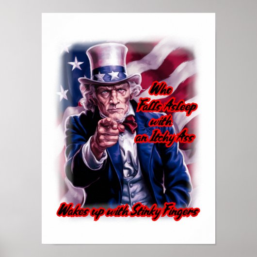 Grappige quote van patriot oom Sam op een Poster (Voorkant)