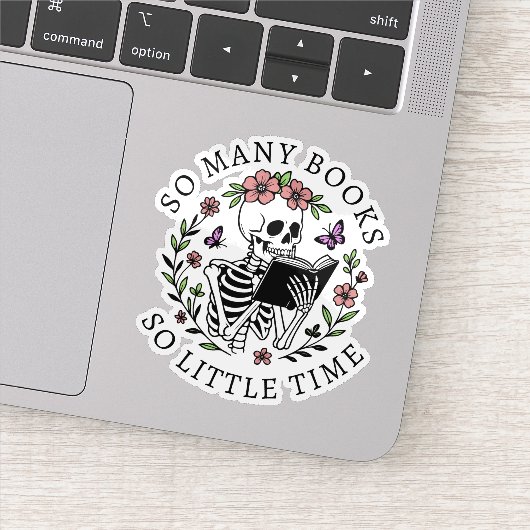 Grappige quote voor bloemlezing lezer skelet liefh sticker (Detail)