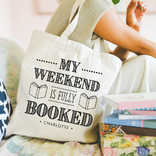 Grappige quote voor boekliefhebbers gepersonalisee tote bag