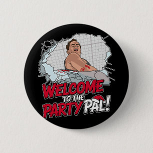 Grappige quote, welkom op het feest! Kerst Cartoon Ronde Button 5,7 Cm