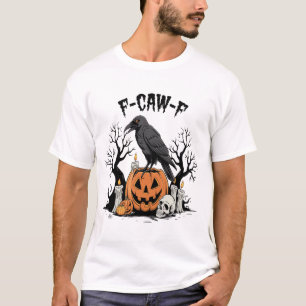 Grappige Raaf, F-Caw-F, Skull Raven, Gotische Kraa T-shirt