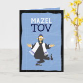 GRAPPIGE RABBI MAZEL TOV Gefeliciteerd Groet Kaart (Gele Bloem)