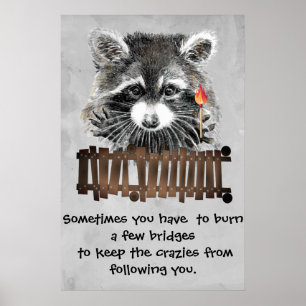 Grappige Raccoon Printable Poster Humor & Sass