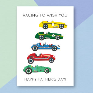 Grappige race auto Pun Vaderdag Kaart