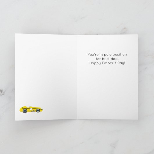 Grappige race auto's Pun Vaderdag Kaart (Binnen)