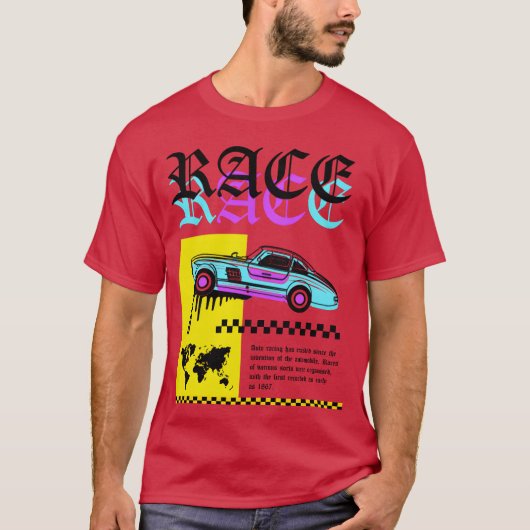 Grappige raceauto grappig t-shirt (Voorkant)