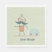 Grappige racecoureur snor karakter servet (Voorkant)