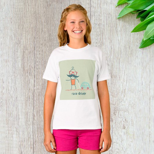 Grappige racecoureur snor karakter t-shirt