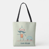 Grappige racecoureur snor karakter tote bag (Achterkant)