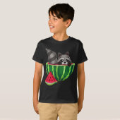 Grappige Racoon Inside of A Watermelon Lover Illus T-shirt (Voorkant volledig)