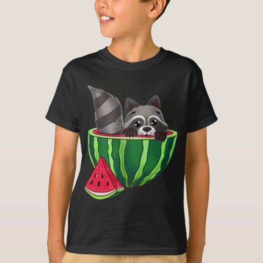 Grappige Racoon Inside of A Watermelon Lover Illus T-shirt (Voorkant)