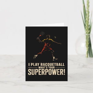 Grappige racquetball-superkracht retro poster met  kaart