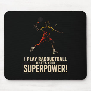 Grappige racquetball-superkracht retro poster met muismat