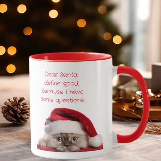 Grappige Ragdoll Kat Santa Hoed Define Goed Mok