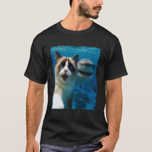 Grappige Ragdoll Kat Selfie met Haaien Oceaan Lief T-shirt