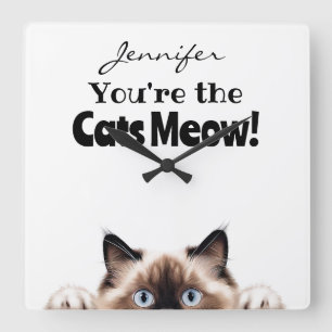 Grappige Ragdoll kat wandklok