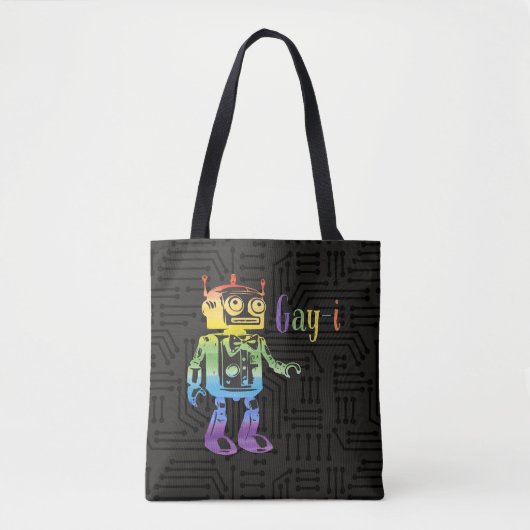 Grappige Rainbow Gay Pride AI Robot Pun Joke Tote Bag (Voorkant)