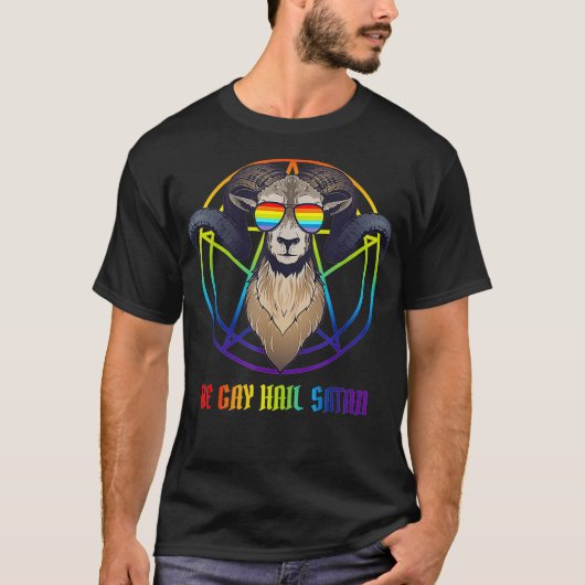 Grappige Rainbow Pride Maand LGBTQ Be Gay Hail Sat T-shirt (Voorkant)