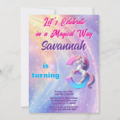 Grappige Rainbow Unicorn 3e verjaardag uitnodiging (Voorkant)