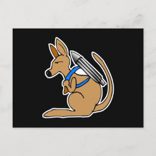 grappige raket kangaroo briefkaart