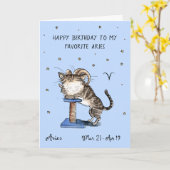 Grappige Ram kaart Zodiac Kat Sterrenbeeld horosco (Gele Bloem)