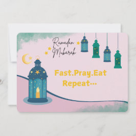 Grappige Ramadan "Fast Pray Eat Repeat" Feestdagenkaart