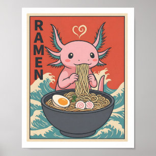 Grappige Ramen Axolotl Noedel Liefhebber Schattig Poster
