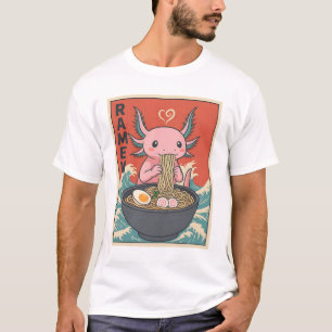 Grappige Ramen Axolotl Noedelliefhebber Schattig W T-shirt
