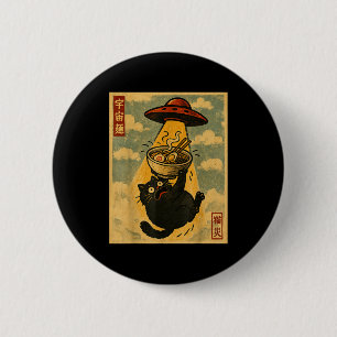 Grappige Ramen Kat Japanse Anime Ufo Mannen Vrouwe Ronde Button 5,7 Cm