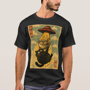 Grappige Ramen Kat Japanse Anime Ufo Mannen Vrouwe T-shirt