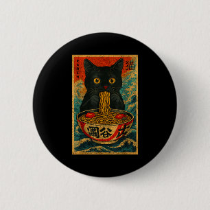Grappige Ramen Kat Japanse Vintage Retro Noedel Li Ronde Button 5,7 Cm
