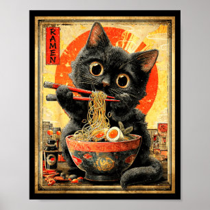 Grappige Ramen Kat Noedel Liefhebbers Anime Otaku Poster