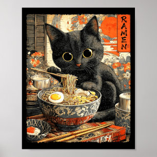 Grappige Ramen Kat Noedel Liefhebbers Anime Otaku Poster
